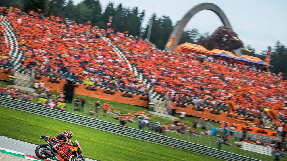 Johann Zarco in front of KTM stand, Austria 2019. Credit: Philip Platzer.